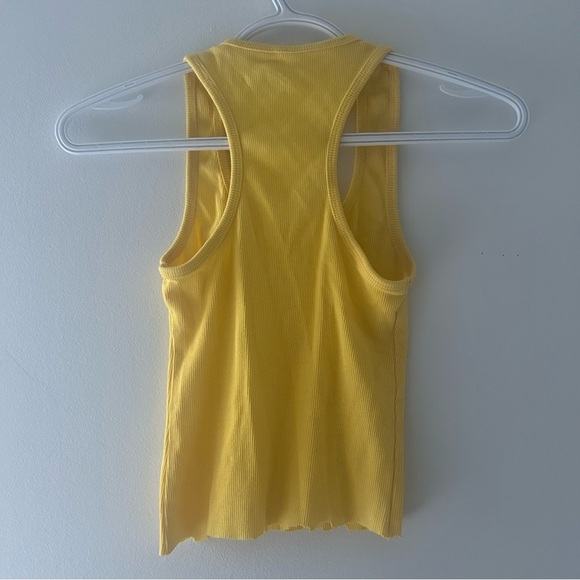 Streetwear Society Self Cropped  Yellow Racer Back Tank Top - Picture 2 of 3